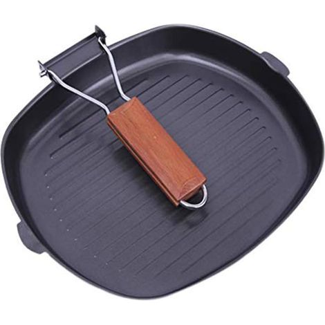 24 cm Induktionsgrillpfanne, Antihaftpfanne für Steaks, Fisch und Grillgerichte, faltbare Kochplatte mit einfacher Fettablaufmöglichkeit (1/5)