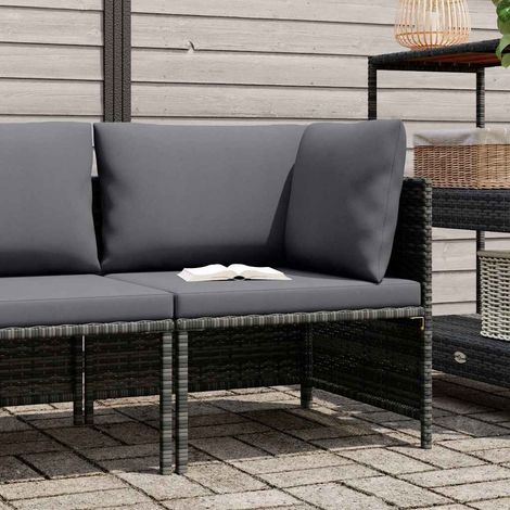 Maison Exclusive - Modulares Ecksofa mit Kissen Grau Poly Rattan (1/5)