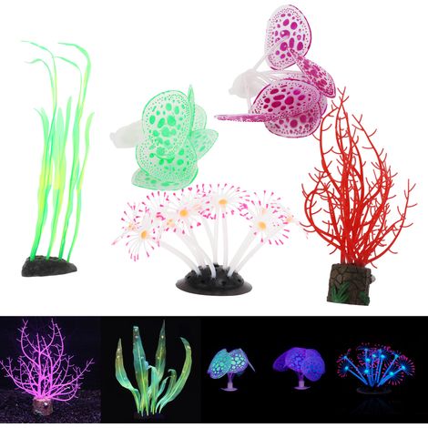 Ensemble de 5 Décorations Lumineuses pour Aquarium en Silicone Plantes Artificielles Kits de Décoration Aquatique Numéro 3-AUTRES (1/5)