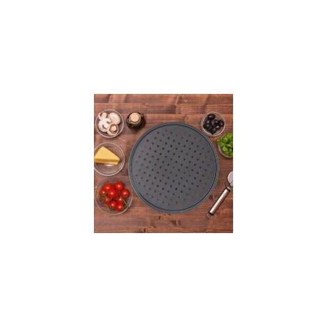 CCYKXA Lot de 2 moules à pizza ronds perforés antiadhésifs en acier carbone Ø 32 cm (1/3)