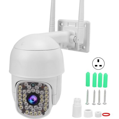 Caméra IP WiFi 2MP 1080P HD, Détection de Mouvement, Interphone Vocal, Vision Nocturne, Étanche pour Système de Sécurité Domestique, Prise UK 110-240V (1/5)
