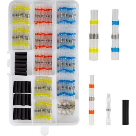 150PCS Cosse Thermoretractable, Connecteur Thermorétractable Manchon Thermosoudable 4 Tailles, Connecteur à Souder Étanche pour Moto Auto, Gaine Retractable pour Fil avec Cas Pratique (1/5)