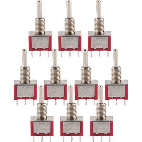 10Pcs On OFF On Momentary Toggle Switch DPDT 6 Pin 6mm 2A+250VAC 5A+125VAC (1/5)