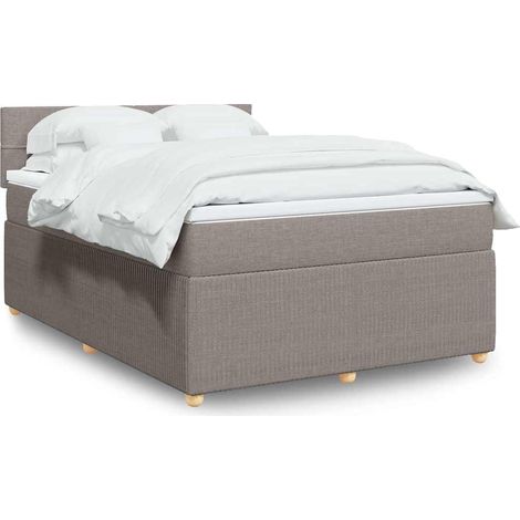 vidaXL Sommier à lattes de lit avec matelas Taupe 160x200 cm Tissu (1/5)