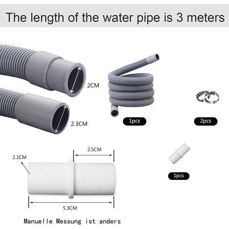 3 m Universal-Flexschlauch, Geschirrspüler-Schlauchverlängerung, Waschmaschinen-Ablaufschlauch, Wasserablaufschlauch, Ablaufschlauch, Ablaufschlauchverlängerung (1/4)