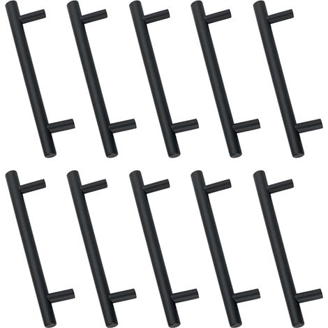 10 Unités En Noir acier inoxydable Boutons De Porte Tirer La Poignée De Meubles avec Vis pour Tiroir Meuble Cuisine Cuisine Home Decorating, Trou à Trou Centre Distance 160 mm (1/5)