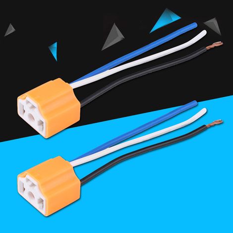 Lot de 2 connecteurs phares femelles céramique fiche adaptateur douille extension pour H4/9003/HB2 12V orange 2,7x2x2,5cm (1/5)