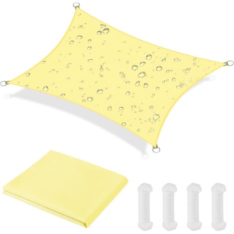 Voile d'ombrage Rectangulaire 3 4m, Toile Ombrage avec 4 Corde Libre, Auvent Imperméable UV Protection, Imperméable Toile Ombrages pour Jardin Terrasse Extérieur Patio Piscine Balcon-Beige (1/5)