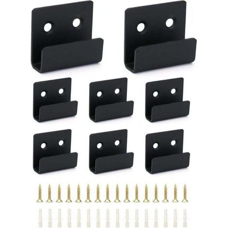 8 Pieces Heavy Duty Wall Hooks with Screws, Sturdy Stainless Steel Bracket for Displaying Ceramic Tiles, Picture Frames, Mirrors, Black, 11 mm Inner Width (1/4)
