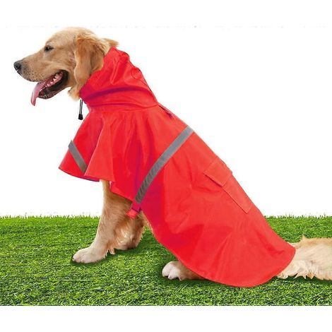 Orange Dogs Raincoat, Adjustable Stylish Dog Hoodie Poncho with Safety Reflective Strip Design for M (1/5)