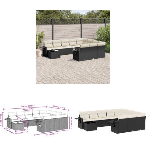 Salon de jardin 11 pcs avec coussins noir résine tressée - Ensemble Salon De Jardin - Meuble Extérieur - Résine Tressée - Rotin Synthétique - Mobilier De Jardin - Home & Living (1/3)