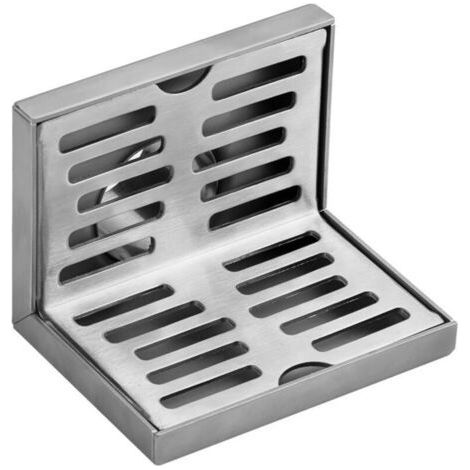 Desagüe de piso de esquina, Desagüe de piso de esquina en forma de L, Desagüe de piso lateral de acero inoable, Desagüe de piso lateral recto, para cocina, balcón, 100 × 50 mm (1/5)