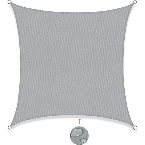 Rectangular Shade Sail 2x2m Waterproof UV Protection Shade Cloth for Patio, Garden, Terrace, Outdoor, Balcony, Light Grey (1/5)