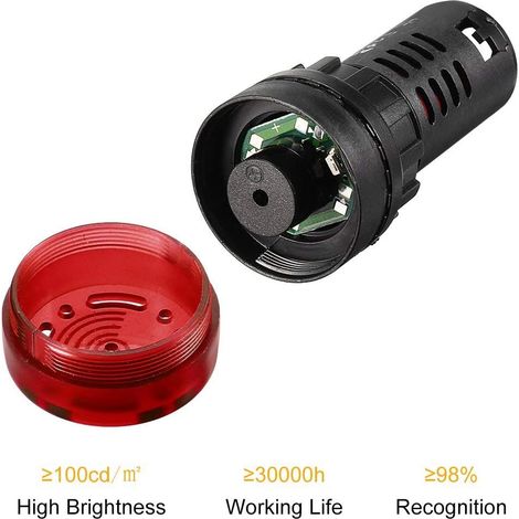 Gebildet 3Pcs Voyant Lumineux avec Buzzer AC/DC 24V, Alarme Clignotante à Montage sur Panneau 22mm pour Panneau de Commande électrique, CVC, Projets de Bricolage (Rouge-Jaune-Vert)