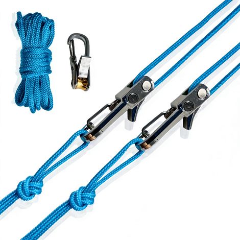 Outil de tension de corde rétractable avec boucle en alliage, pour le montage de tentes, la fixation de bâches, l'installation de hamacs, le matériel de plein air, lot de 6, pour le camping (1/5)