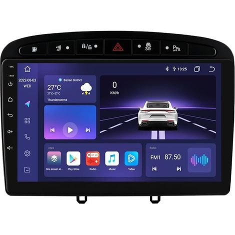 Android12 Autoradio 9 Zoll Touchscreen 8 Core 4 GB + 32 GB für Peugeot 308 308sw 1 2007–2015/Peugeot 408 1 2012–2020/Peugeot CRZ WiFi Carplay/Android Auto 4G LTE RDS SWC Bluetooth 5.0 (Schwarz)