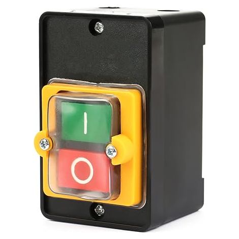 Push Button Switch, AC220V/380V Waterproof Power Control Button Switch Single Phase/Three Phase, On/Off Control Button with Shell, Machine Tool Switch (1/5)