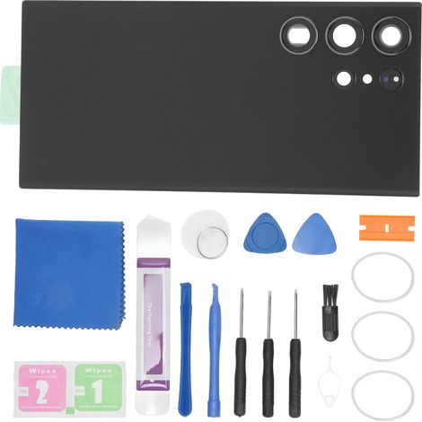 Verre de rechange arrière avec objectif photo préinstallé et kit d'outils de réparation pour Samsung Galaxy S23 Ultra Noir (1/5)