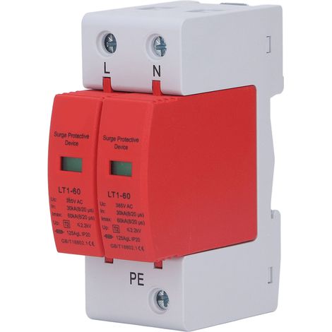 Dispositif de protection contre les surtensions 2P, parafoudre, protecteur 385 V CA 30 kA - 60 kA pour usage domestique (1/5)