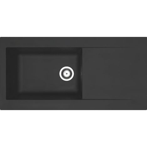 Respekta Denver Lavello in Mineralite nero/Lavello da incasso a 1 vasca da 100 x 50 cm/Lavello adatto a mobili sottolavello a partire da 60 cm di larghezza / DENVER100X501BS (1/4)