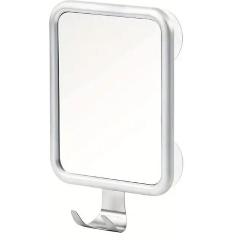 Espejo cosmético antivaho con ventosa, aleación de aluminio y gancho redondo, no requiere perforación, accesorio de baño - Crezuo