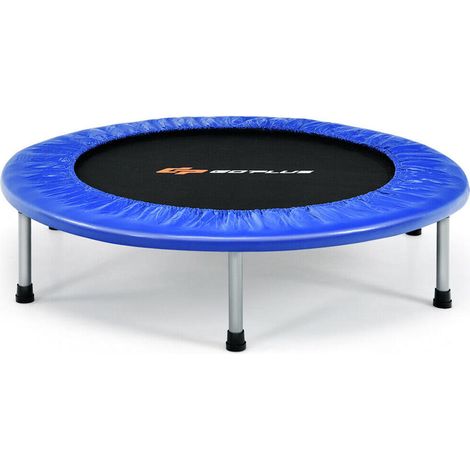 38 Pouces Mini Trampoline Pliable Fitness et Cardio Entraînement à Domicile 6 Pieds Acier Max 150 kg Bleu (1/5)