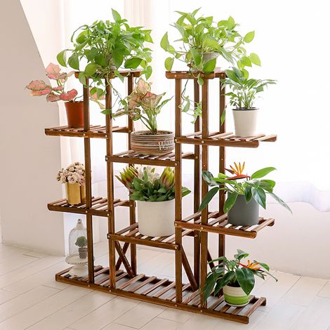 UNHO Estantería para Macetas de Madera Soporte para Plantas Decorativo 116 x 25 x 115cm