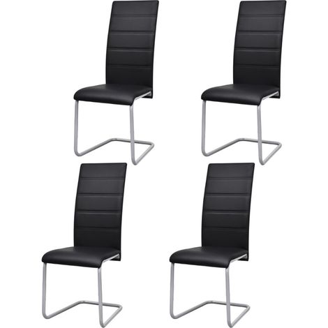 Juego de 4 sillas de cocina comedor cantilever sintéticas negras CDS021417