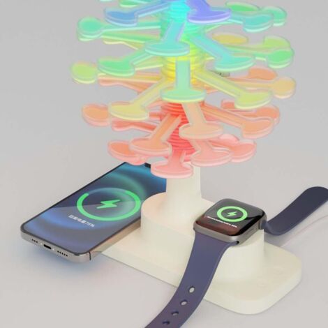 Lampe de Chevet avec Chargeur sans Fil 15W, Veilleuse RGB avec Lampe d'ambiance à Arbre Rotatif Lampe de Nuit pour Enfants avec variateur Lampe de Table LED Intelligente (1/5)