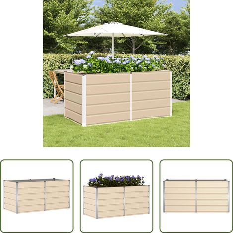 Terrassenpflanzer - Pflanzkübel Elfenbein 160 x 80 x 75 cm Stahl (1/5)