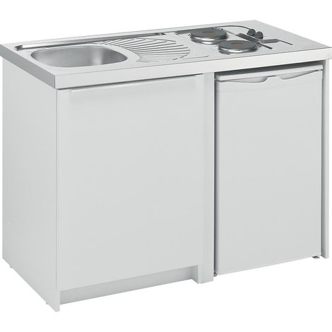 Moderna – Cuisinette complète 120 cm avec évier inox 18/10 – 2 plaques électriques 3000W – Bois mélaminé 16 mm – Design fonctionnel