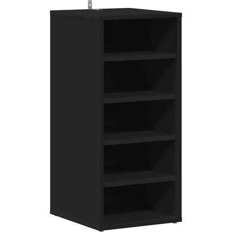 Scarpiera moderna nera montabile a parete o a pavimento 31,5 x 35 x 70 cm in truciolato nero 020047963