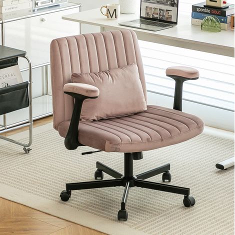 Silla de escritorio giratoria rosa con reposabrazos OKMYHOME (1/3)
