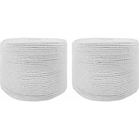 vidaXL Cotton Twine 2 pcs 2 mm 100 m White 100% Cotton