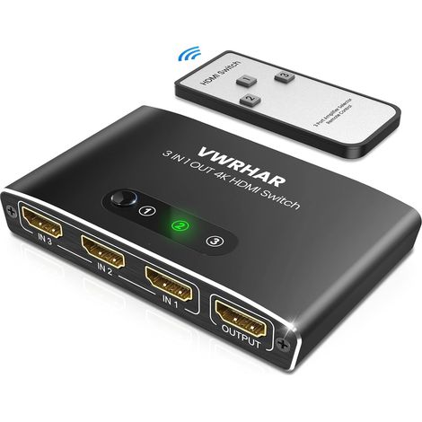 Commutateur HDMI 3 Entrées 1 Sortie - Aluminium 4K 60Hz HDR 3D - Avec Télécommande Pour Console PC TV (1/5)