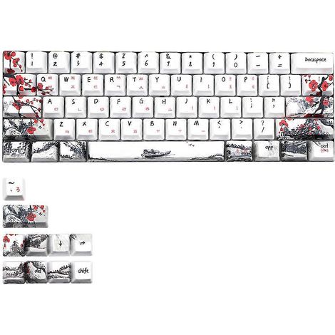 Touche PBT à cinq faces, sublimée par teinture, thème fleur de prunier chinoise, à faire soi-même (coréen)