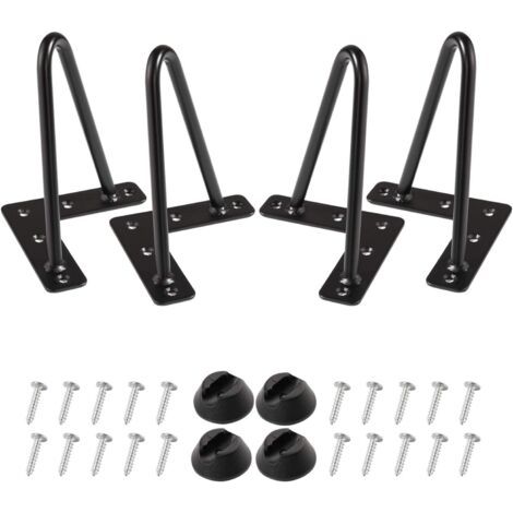 Pieds en épingle à cheveux 15cm ensemble de 4, DIY meubles de table en métal jambes idéales pour la Table à manger, bureau,siècle style moderne (15cm, Noir)dengyank (1/5)
