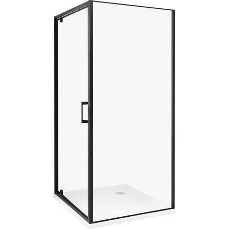 Box Doccia Vetro Temperato Cornice nero Porta Singola 90 x 90 x 185 cm Darli