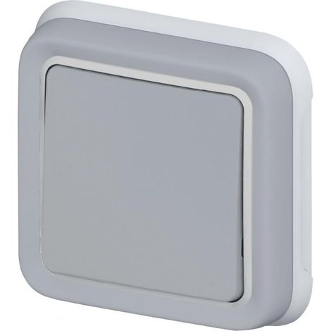 Interrupteur ou va-et-vient Étanche Plexo Complet Encastré, 10AX, 250V, Gris (1/2)