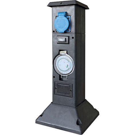 Multiprise Borne noire 3 Prises Électriques et Programmateur Pour Jardin Et bassin (1/5)