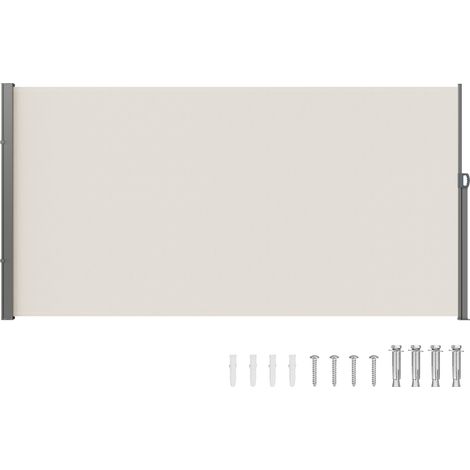 VEVOR Auvent Lateral Retractable 180x350 cm Paravent Exterieur Impermeable Brise-Vue Tissu en Polyester 180 g/m² Pare-vent Ecran de Separation Resistant aux UV 30+ pour Jardin, Balcon, Terrasse, Beige
