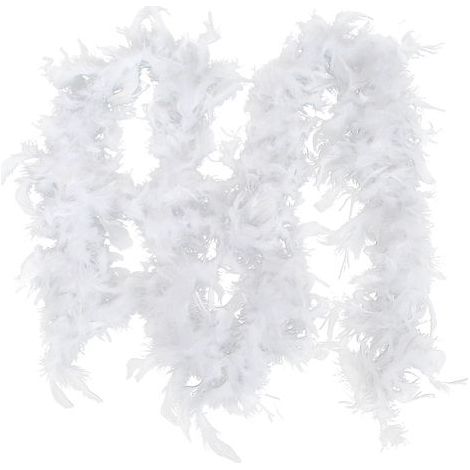 Meter hoher Weihnachtsbaum mit weißen Federn, Weihnachtsbändern, festlichem Kranzschmuck, weiß