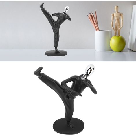 Figura decorativa de resina tipo 2, estatua moderna, músico/atleta, escultura minimalista para oficina/sala de estar, 15,5 x 7 x 26 cm, negra (1/5)