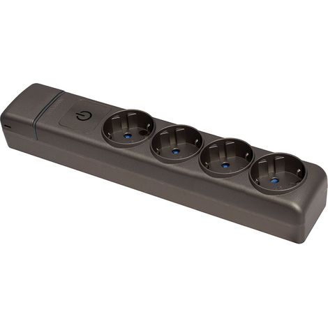 Base múltiple 4 tomas 2p+t schuko, 16 a 250 v grafito, sin cable, con interruptor (1/2)