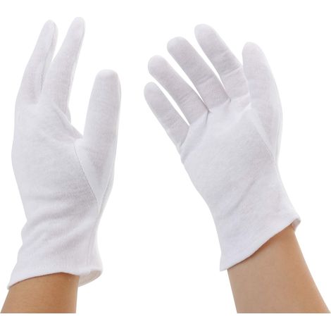 Gants En Coton - Blancs - Taille M - Lavables Jusqu À 95 °C - Pour Travail Métallurgie Assemblage Musée Restauration - 1 Paire