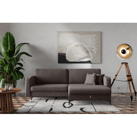 Canapé d'Angle réversible convertible avec fonction de couchage Como coffre en brun chocolat du fabricant -VINOTTI (1/5)