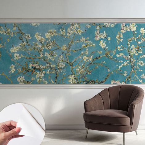 Papier peint adhésif autocollant pour salon chambre à coucher peint imprimé Installation facile Branches en fleurs 250x104 cm (1/5)