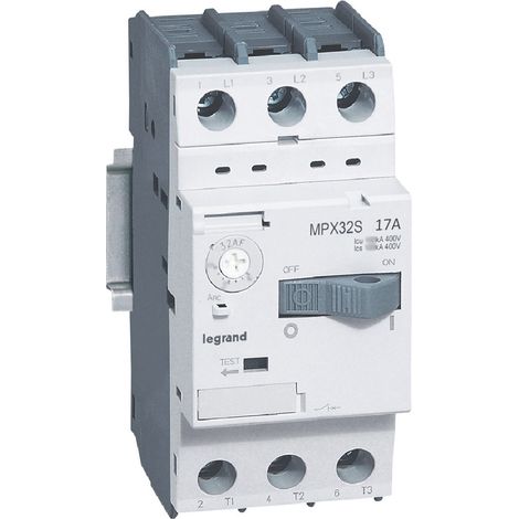 Disjoncteur moteur magnétothermique MPX³32S réglage thermique 11A à 17A pouvoir de coupure 20kA en 415V LEGRAND 417312