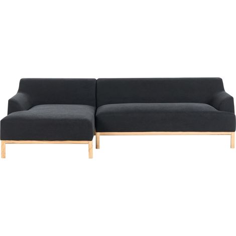 Corner Sofa 3 Seater SOSJO Fabric Black Right Hand