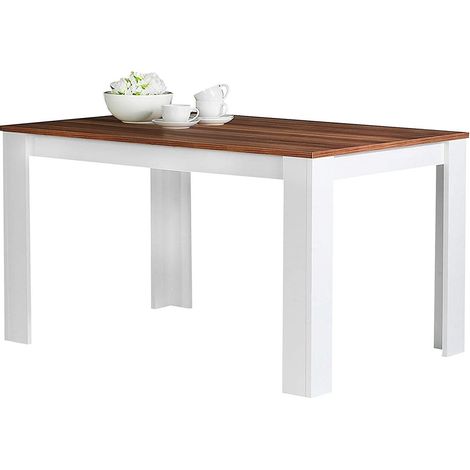 Tavolo da Pranzo Cucina Rettangolare Moderno in Legno 120x80x74cm Bianco e Noce